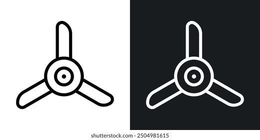 Ceiling fan vector icon set black and white filled and outlined style.