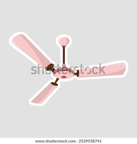 Ceiling Fan Vector Illustration Sticker - Cooling Appliance Graphic for Home and Indoor Comfort. Perfect for decorating planners or educational materials on home appliances and ventilation