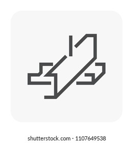 Ceiling frame M-bar vector icon. May called joists, aluminium profile, construction material to install, connect in grid line for hange drywall, plasterboard, gypsum panel under roof in home building.