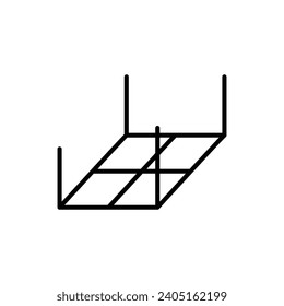 Ceiling frame vector icon. Floor suspended vector illustration in black and white color.