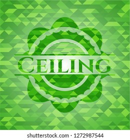 Ceiling green emblem with mosaic background