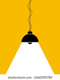 Lâmpada de suspensão no teto com iluminação de fundo amarelo 