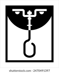 Deckenhaken-Symbol, Schraube Augen Haken-Symbol, Deckenschraube in Haken-Symbol, Wand, Deckenmontierter Haken Vektorgrafik Abbildung