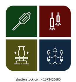 ceiling icon set. Collection of Air blower, Ceiling lamp, Ceramic, Chandelier icons