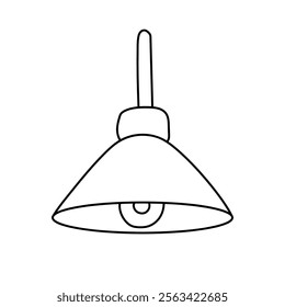 Ceiling lamp. Black and white illustration, hand drawn coloring.