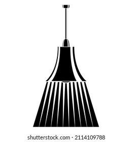 Ceiling lamp. Classic ceiling light for one light bulb. Single lampshade for indoor lighting. Bright lighting, a beam of light. Lamp design. Vector icon, glyph, silhouette, isolated