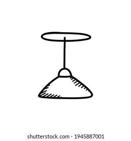 icono del doodle de la lámpara de techo, ilustración vectorial