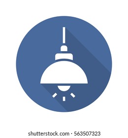 Ceiling lamp flat design long shadow icon. Vector silhouette symbol