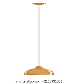 Ceiling lamp. Flat oval lampshade, red brown color. Lamp design for a fashionable interior. Vector icon, flat, cartoon, color, isolated