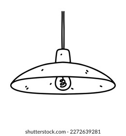 Deckenleuchte im handgezeichneten Doodle-Stil. Vektorgrafik einzeln auf weißem Hintergrund.