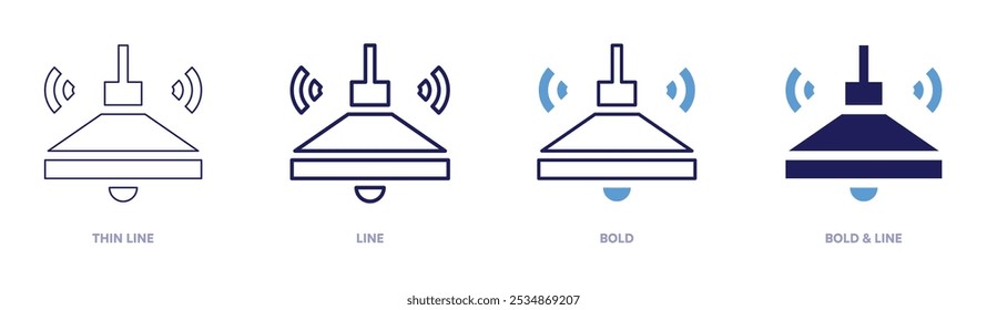 Ceiling lamp icon in 4 different styles. Thin Line, Line, Bold, and Bold Line. Duotone style. Editable stroke.
