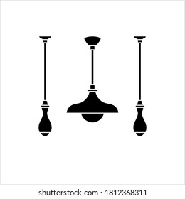 Ceiling Lamp Icon, Home Ceiling Hanging Lighting Lamp Vector Art Illustration