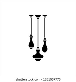 Ceiling Lamp Icon, Home Ceiling Hanging Lighting Lamp Vector Art Illustration