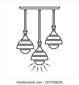 Ceiling Lamp Icon, Home Ceiling Hanging Lighting Lamp Vector Art Illustration