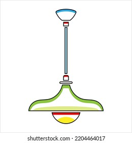 Ceiling Lamp Icon, Home Ceiling Hanging Lighting Lamp Vector Art Illustration