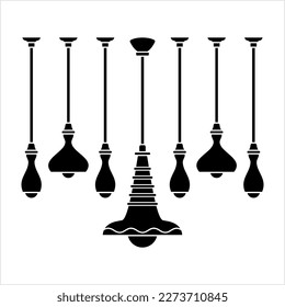 Ceiling Lamp Icon, Home Ceiling Hanging Lighting Lamp Vector Art Illustration