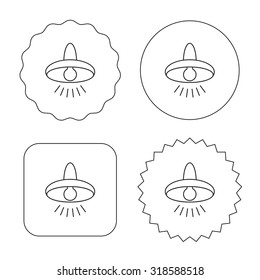 Ceiling lamp icon. Light illumination sign. Flat circle, star and emblem buttons. Labels design. Vector