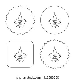 Ceiling lamp icon. Light illumination sign. Flat circle, star and emblem buttons. Labels design. Vector