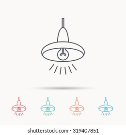 Ceiling lamp icon. Light illumination sign. Linear icons on white background. Vector