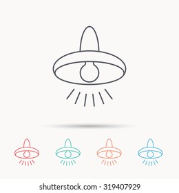 Ceiling lamp icon. Light illumination sign. Linear icons on white background. Vector