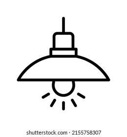 Ceiling Lamp Icon. Line Art Style Design Isolated On White Background