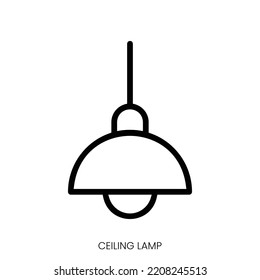 Ceiling Lamp Icon. Line Art Style Design Isolated On White Background