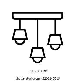 Ceiling Lamp Icon. Line Art Style Design Isolated On White Background