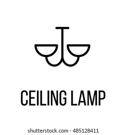 Ceiling lamp icon or logo in modern line style. High quality black outline pictogram for web site design and mobile apps. Vector illustration on a white background.