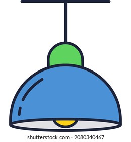Ceiling lamp icon. Modern light pendant design vector. Electric chandelier. Home interior object isolated on white background