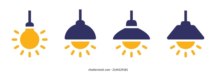 Ceiling lamp icon set. Home lightning symbol vector illustration.
