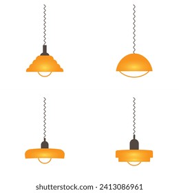 Ceiling lamp icon set. Vector icons in flat style