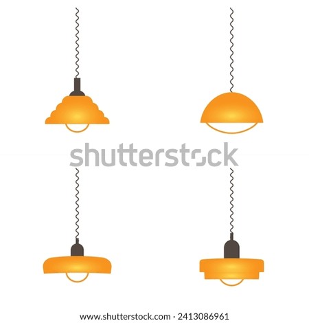 Ceiling lamp icon set. Vector icons in flat style