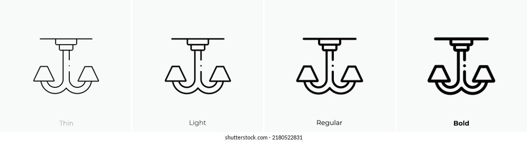 Ceiling Lamp Icon. Thin, Light Regular And Bold Style Design Isolated On White Background