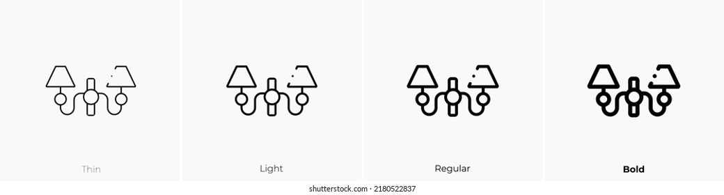 Ceiling Lamp Icon. Thin, Light Regular And Bold Style Design Isolated On White Background