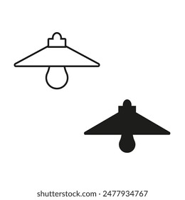 Ceiling lamp icons. Light fixture symbols. Black and white. Vector graphic.