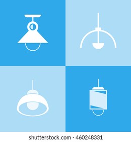 ceiling lamp icons set