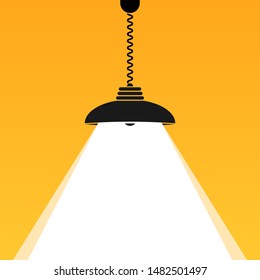 Ceiling lamp light bulb shine. Bright Business background for your text. Vector interior sign.