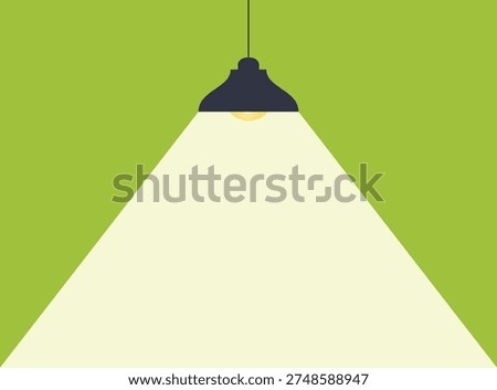 Ceiling lamp light on a wall, copy space, vector design
