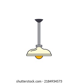 Ceiling lamp, ceiling light, pendant lamp icon in color, isolated on white background 