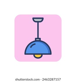 Ceiling lamp line icon. Chandelier, pendant, hanging dome outline sign. Home interior, furniture, light concept. Vector illustration, symbol element for web design and apps