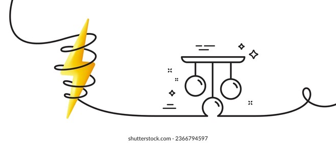 Ceiling lamp line icon. Continuous one line with curl. Fixture light sign. Interior illuminate symbol. Ceiling lamp single outline ribbon. Loop curve with energy. Vector