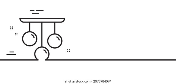 Icono de la línea de la lámpara de techo. Señal de la luz de fijación. Símbolo de iluminación interior. Fondo mínimo de la ilustración de línea. Banner de patrón de icono de la línea de la lámpara de techo. Concepto de plantilla web blanca. Vector