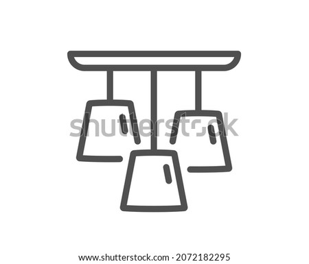Ceiling lamp line icon. Fixture light sign. Interior illuminate symbol. Quality design element. Linear style ceiling lamp icon. Editable stroke. Vector