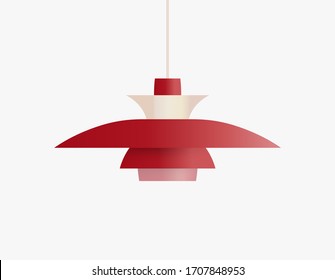 Ceiling lamp for scandinavian interior, classic danish interior furniture object for soft and warm home lighting, lamp over table, flat realistic vector illustration