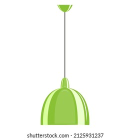 Ceiling lamp. Semicircular classic lampshade, light green color. Lamp design for a fashionable interior. Vector icon, flat, cartoon, color, isolated