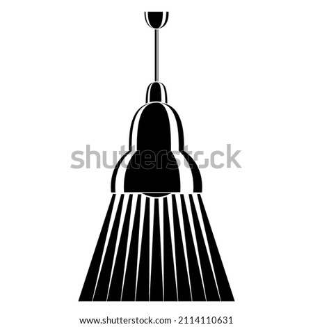 Ceiling lamp. Semicircular three-level lampshade for large light. Single lampshade for indoor lighting. Bright lighting, a beam of light. Lamp design. Vector icon, glyph, silhouette, isolated