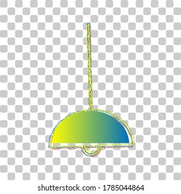 Ceiling lamp sign. Blue to green gradient Icon with Four Roughen Contours on stylish transparent Background. Illustration.