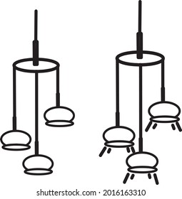 Ceiling lamp vector light and no light, chandelier lamp