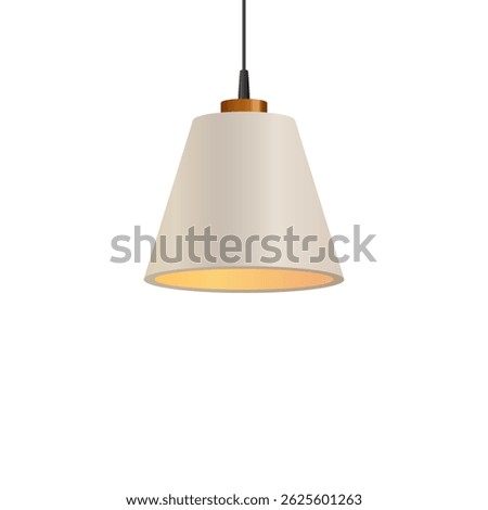 Ceiling lamp with white lampshades, interior hanging lamp. Lighting equipment. For office and home. Isolated background. Realistic vector illustration. Icon.