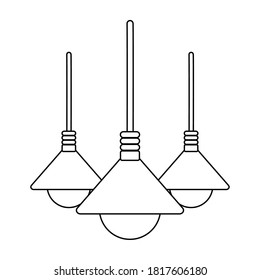 lámparas de techo luces de bombilla decoración diseño aislado fondo blanco estilo de línea de ilustración vectorial
